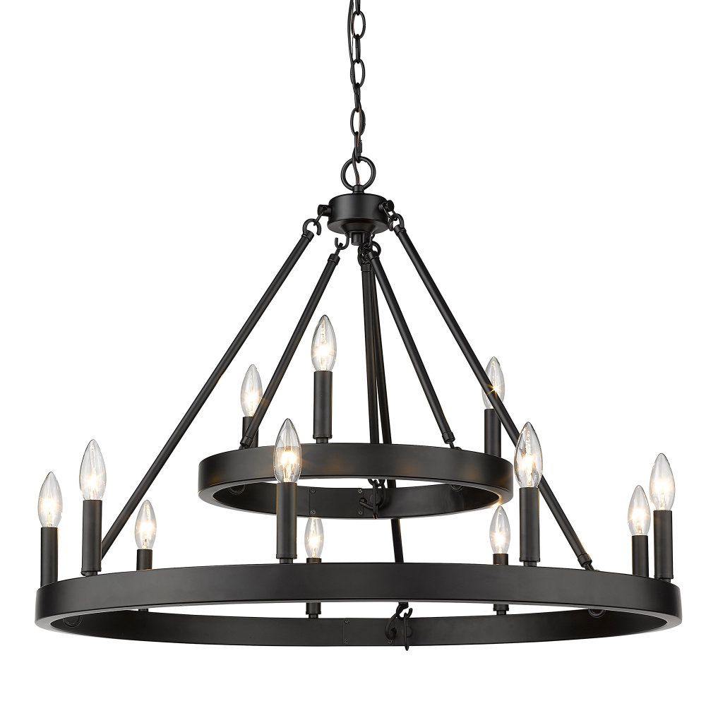 Golden Lighting Alastair 12-light Chandelier in Matte Black